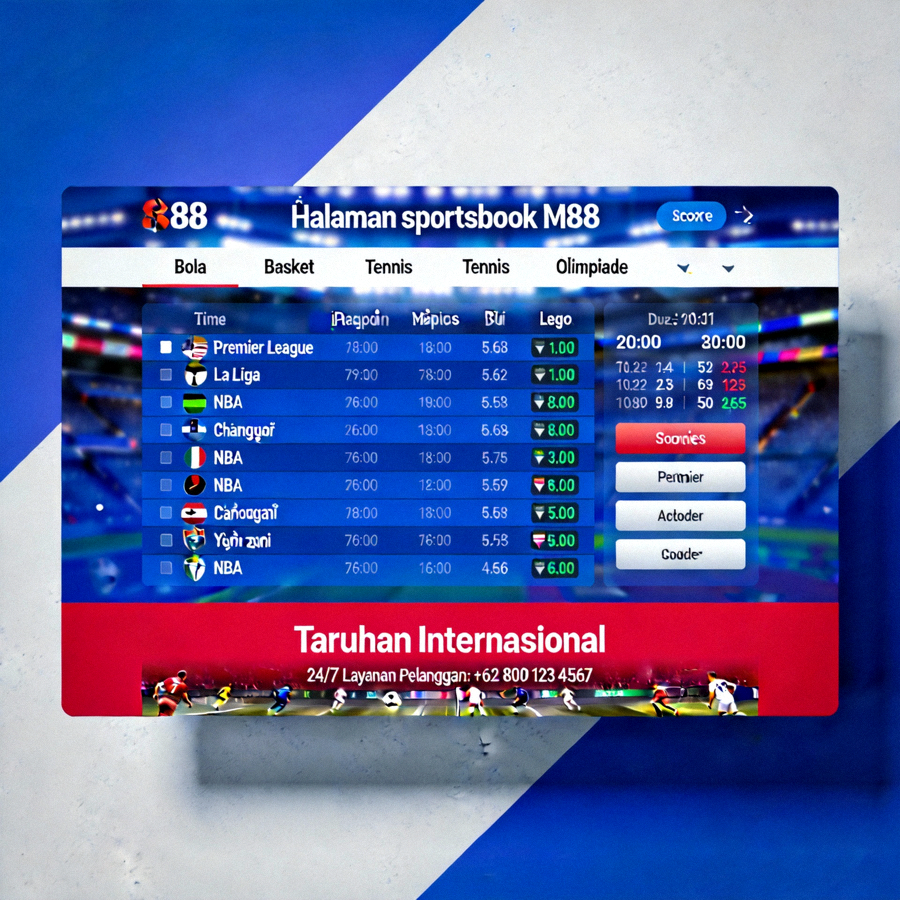 Halaman sportsbook M88 untuk taruhan olahraga internasional