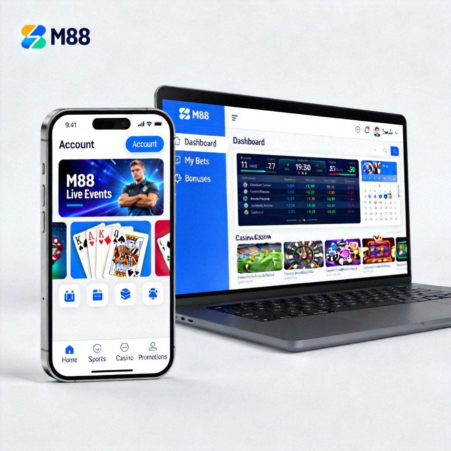 Tampilan antarmuka mobile dan desktop M88 yang user-friendly
